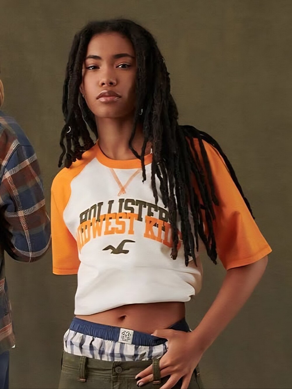 Hollister Midwest Kids Tee with Orange Raglan Sleeves and Logo